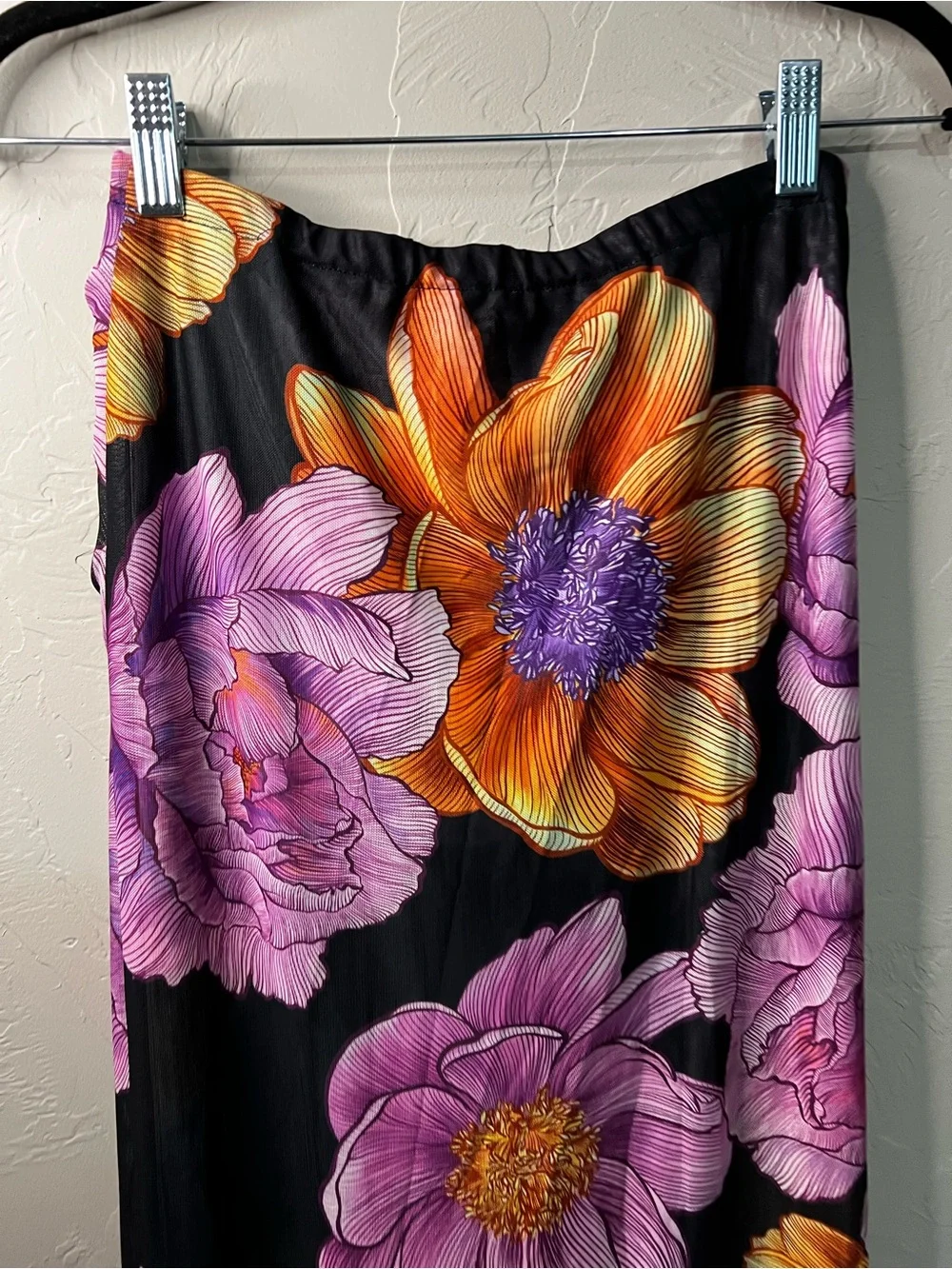 Self Contrast NWOT Koa Floral Tropical Ruched Side Midi Skirt Resort Boho